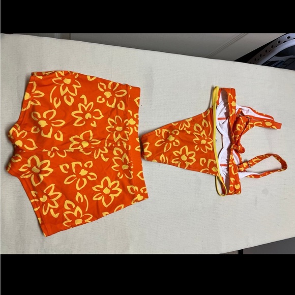 SNRKLBR Malibu orange floral 3 piece bikini - Picture 6 of 9